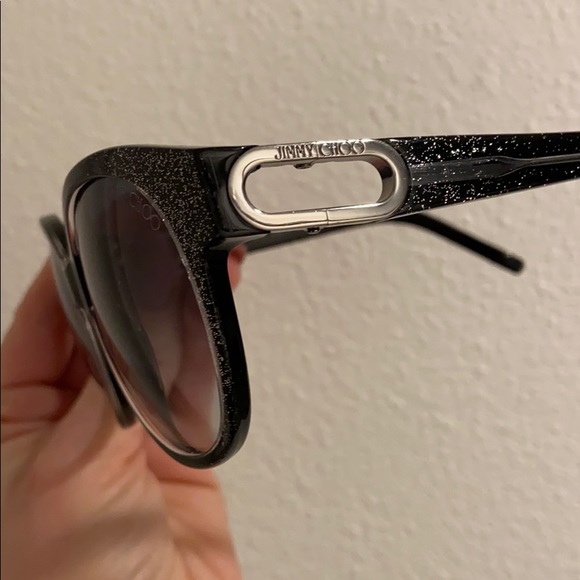jimmy choo black sunglasses allium/s m45jj silver sparkle summer spring beach - Picture 8 of 8